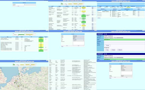 Personalizowany system CRM (DE/EN): Własny silnik (PHP+MySQL+Apache), HTML+utrzymanie